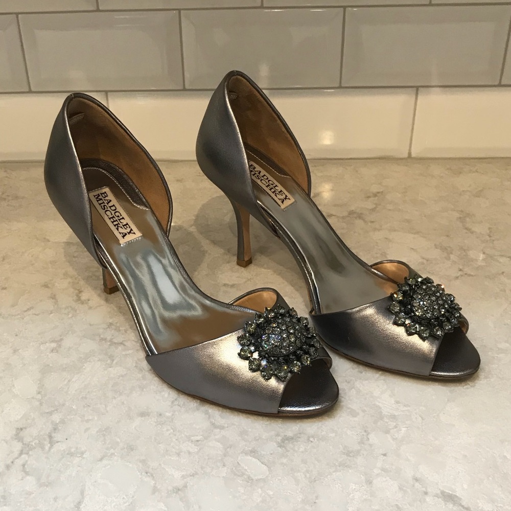 Badgley Mischka Lacie Embellished Pee Toe Pump